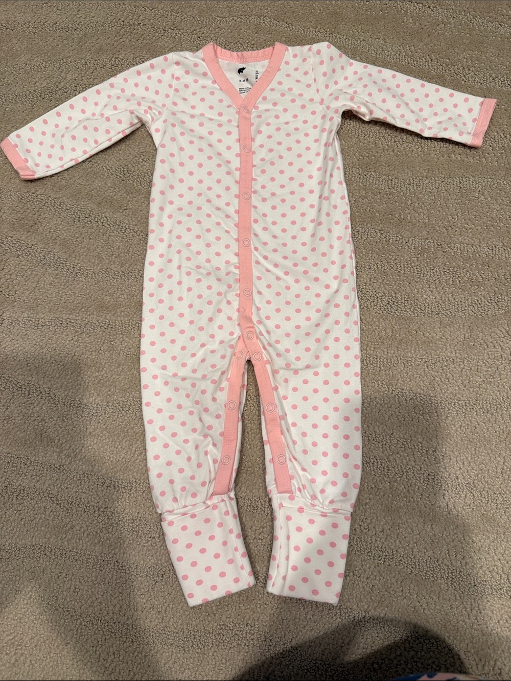 Pink Polka Dot Infant Footie Pajamas